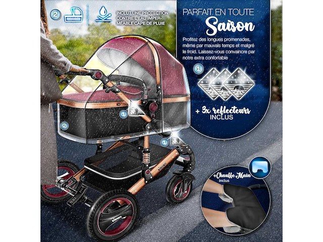 3-in-1 combinatiewagen | trio voor kinderen | lichtgewicht, piable autostoeltje - afbeelding 2 van  3