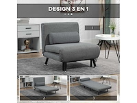 3-in-1 fauteuil slaapbank met grijs kussen - afbeelding 3 van  8