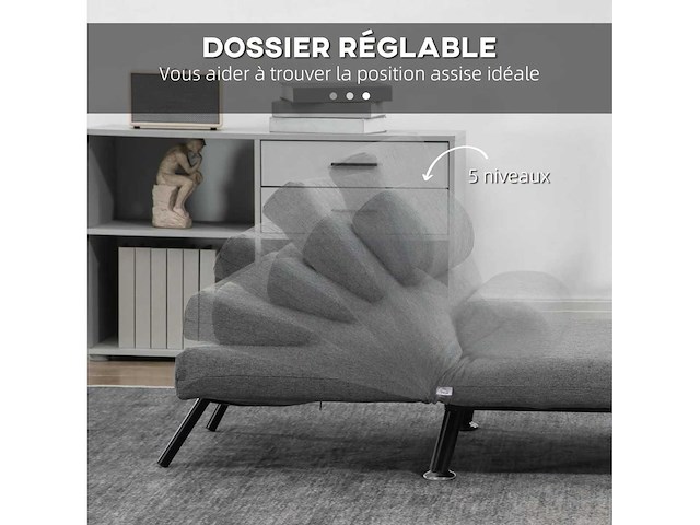 3-in-1 fauteuil slaapbank met grijs kussen - afbeelding 4 van  8