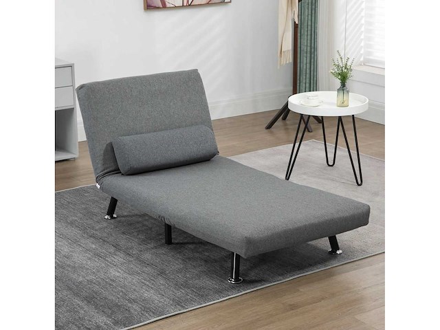 3-in-1 fauteuil slaapbank met grijs kussen - afbeelding 7 van  8