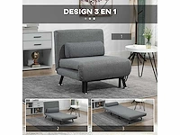 3-in-1 fauteuil slaapbank met grijs kussen - afbeelding 3 van  7