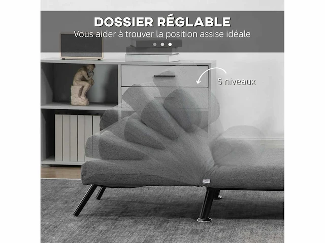 3-in-1 fauteuil slaapbank met grijs kussen - afbeelding 4 van  7