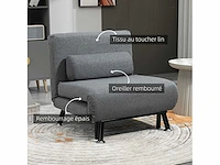 3-in-1 fauteuil slaapbank met grijs kussen - afbeelding 5 van  7