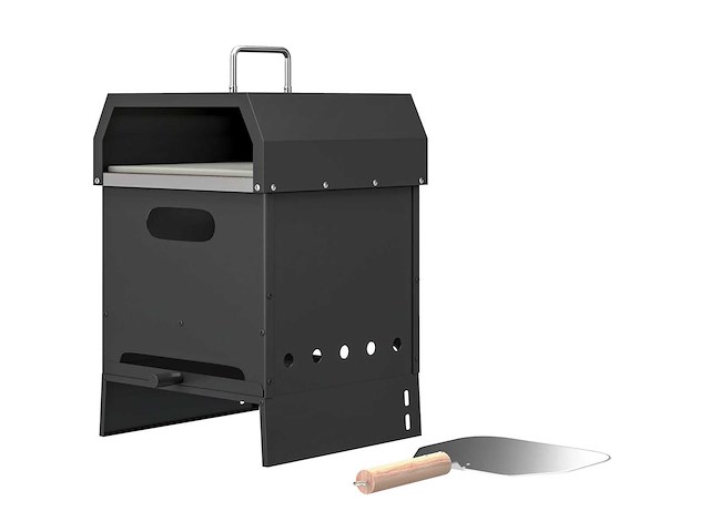 3-in-1 houtgestookte buitenpizza-oven, 2-lagige oven met steen, handvatten en peel - afbeelding 2 van  5