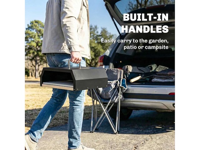3-in-1 houtgestookte buitenpizza-oven, 2-lagige oven met steen, handvatten en peel - afbeelding 4 van  5