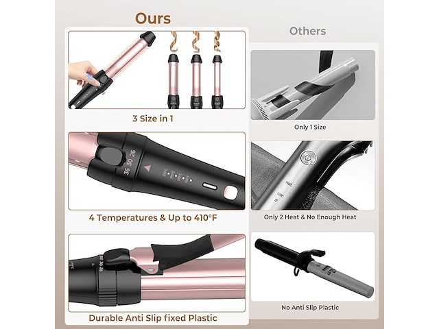 3-in-1 krultang voor kort en lang haar - afbeelding 5 van  5