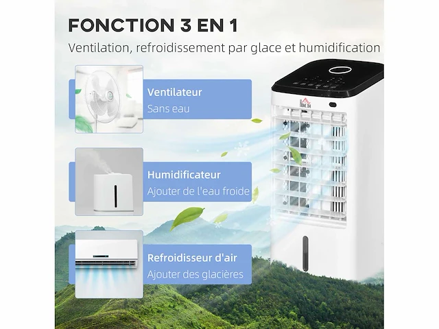 3-in-1 luchtbevochtiger ventilator luchtkoeler op wielen - afbeelding 5 van  6