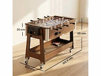 3-in-1 multi-game tafel met wielen en rem, opbergplank, kindervoetbal, biljart en airhockey, walnoot - afbeelding 3 van  5