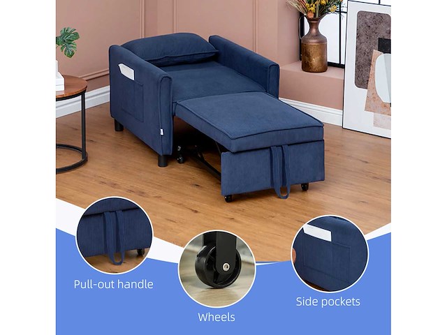 3-in-1 omgebouwd slaapbank met verstelbare rugleuning - afbeelding 8 van  9