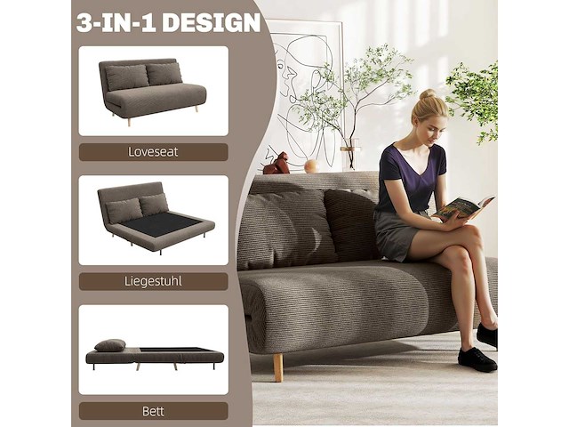 3-in-1 slaapbank, omschakelbare 2-zits bank - afbeelding 3 van  9