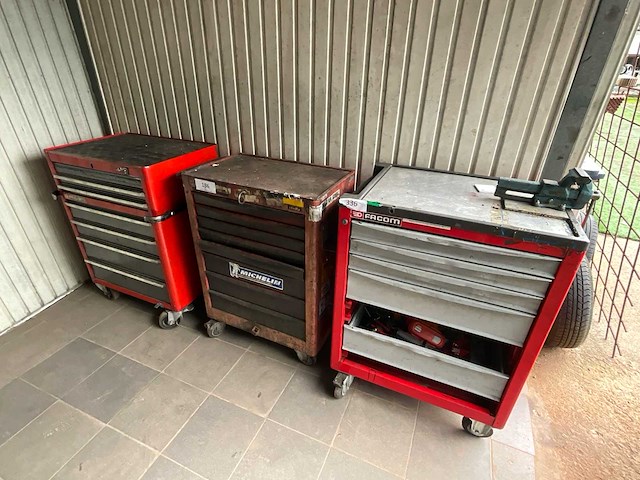 3 industriële gereedschapswagens op wielen, waaronder 2× facom - afbeelding 1 van  14