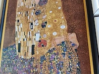 3 ingelijste wandversieringen, 1 reproductie schilderij "de kus" gustav klimt - afbeelding 7 van  11