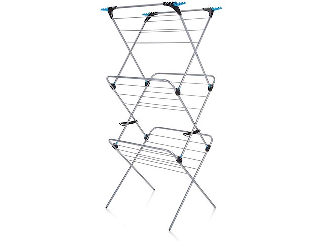3-lagige minky indoor droogrek met 21 m² droogruimte - zilver - afbeelding 2 van  8