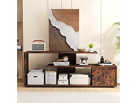 3-lags asymmetrische mediaconsoletafel, rustiek bruin - afbeelding 3 van  5