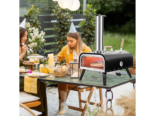 3-lags roestvrijstalen pizzaoven met thermometer, pizzaschil en draagtas - afbeelding 2 van  5