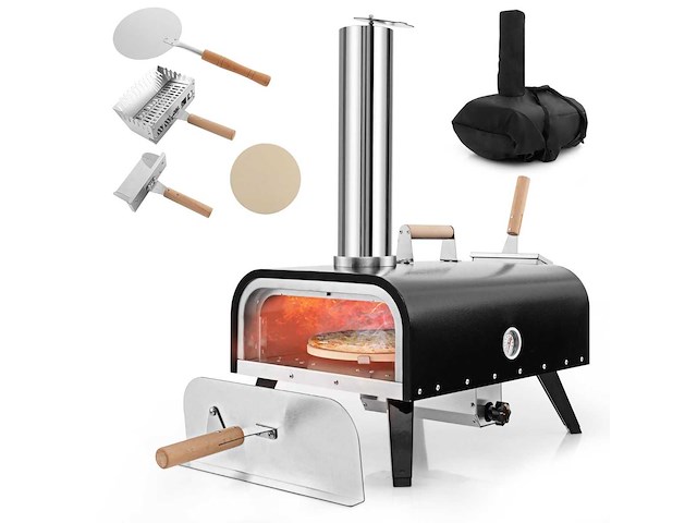 3-lags roestvrijstalen pizzaoven met thermometer, pizzaschil en draagtas - afbeelding 3 van  5