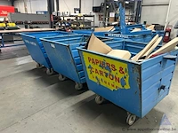 3 metalen rolcontainers op wielen, merk bauer sudlohn, type bsk-r 90, bouwjaar 2016-2017