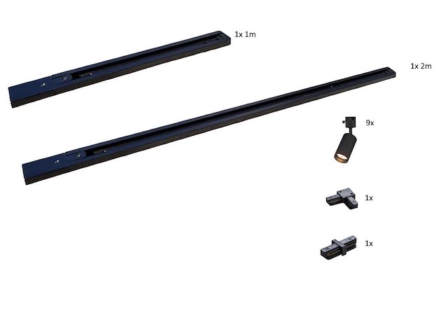 3 meter railsysteem met 9 st railspot gu10 fitting (4x) - afbeelding 3 van  7