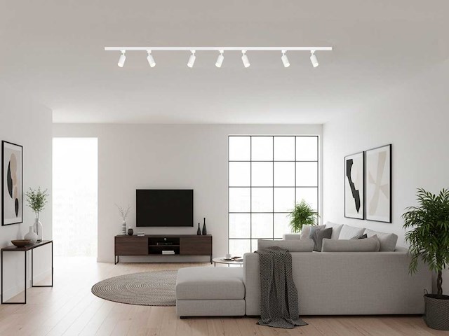 3 meter railsysteem met 9 st railspot gu10 fitting wit (1x) - afbeelding 2 van  6