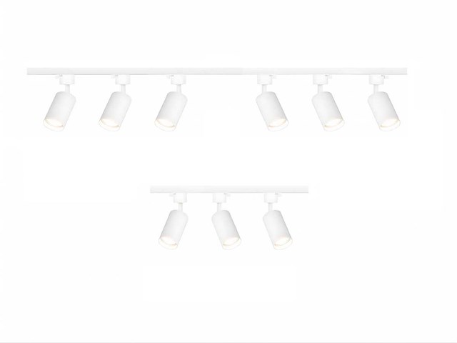 3 meter railsysteem met 9 st railspot gu10 fitting wit (2x) - afbeelding 1 van  6