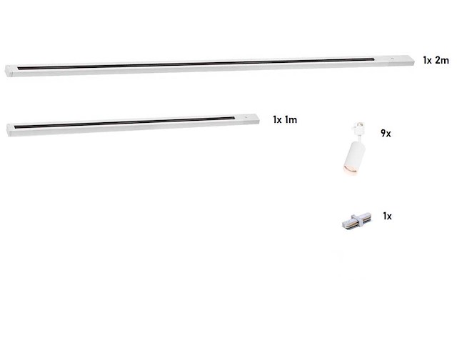 3 meter railsysteem met 9 st railspot gu10 fitting wit (2x) - afbeelding 5 van  6