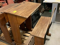 3 oude houten schoolbanken - afbeelding 2 van  4