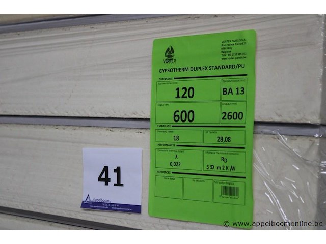 3 paletten inhoudende gyprocgipsplaten vortex gypsotherm 120x600 - afbeelding 2 van  2