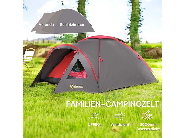 3-persoons kampeertent, lichtgewicht, stabiel, uv-waterdicht 50+ - afbeelding 3 van  5