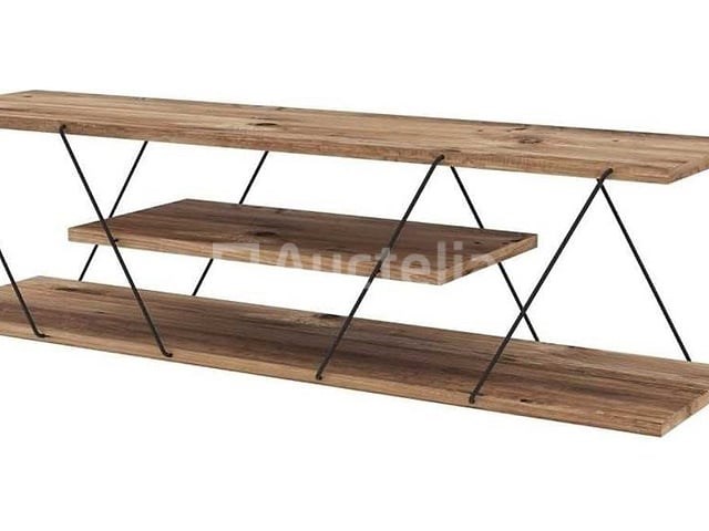 3-plank tv-meubels (metaal en walnootafwerking) - afbeelding 1 van  2