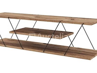 3-plank tv-meubels (metaal en walnootafwerking) - afbeelding 1 van  2