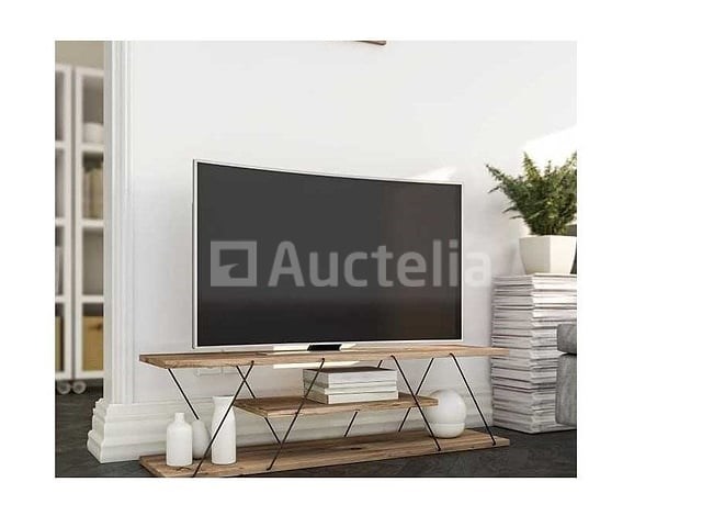 3-plank tv-meubels (metaal en walnootafwerking) - afbeelding 2 van  2