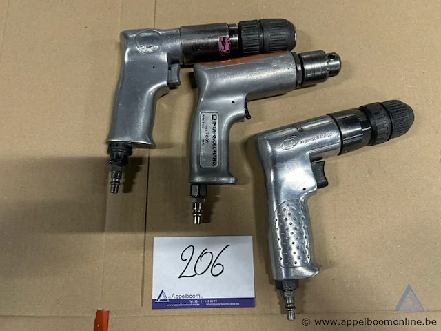 3 pneumatische boormachines, waaronder model ingersoll-rand 7801 met 2100 rpm. - afbeelding 1 van  2