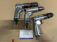 3 pneumatische boormachines, waaronder model ingersoll-rand 7801 met 2100 rpm.
