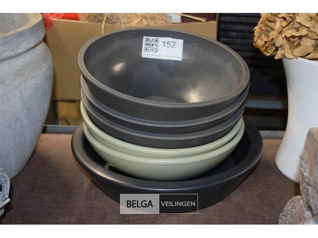 3 polyester en 3 aardwerk schaaltjes - afbeelding 1 van  4