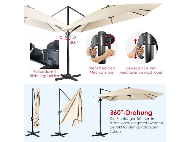 3-positie kantelparasol voor tuinen, terrassen, cafés - afbeelding 6 van  9
