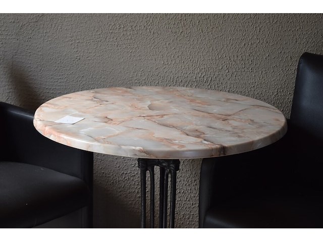 3 ronde tafeltjes op ijzeren voet diameter 80cm, hoogte 73cm - afbeelding 3 van  3
