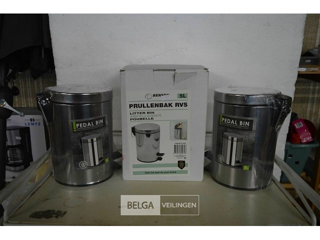 3 rvs vuilnisbakjes (2x3l, 1x5l) - afbeelding 1 van  3
