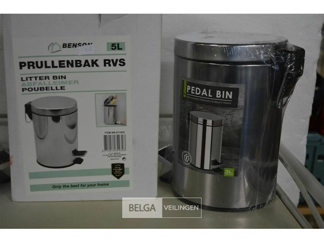 3 rvs vuilnisbakjes (2x3l, 1x5l) - afbeelding 3 van  3