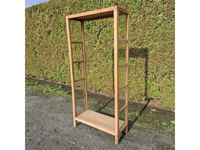 3 teakhouten legkasten met glazen wanden (zonder schappen) - afbeelding 2 van  2
