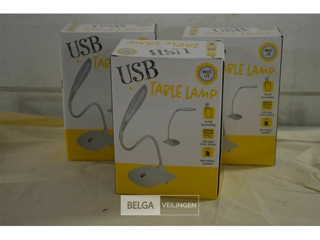 3 usb tafellamp white led - afbeelding 1 van  2