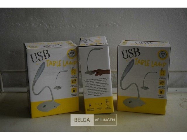 3 usb tafellamp white led - afbeelding 1 van  3