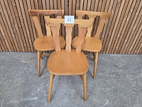 3 vintage houten keukenstoelen - afbeelding 1 van  5