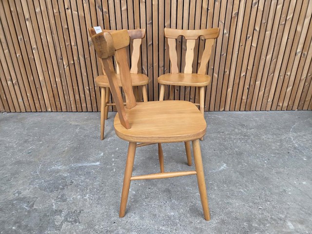 3 vintage houten keukenstoelen - afbeelding 3 van  5