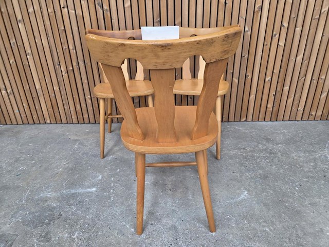 3 vintage houten keukenstoelen - afbeelding 4 van  5