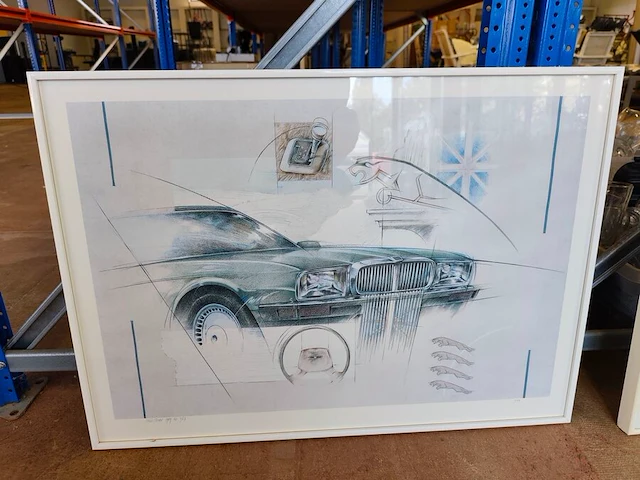 3 wandversieringen, autodesign schets louis visser - afbeelding 7 van  10