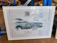 3 wandversieringen, autodesign schets louis visser - afbeelding 7 van  10