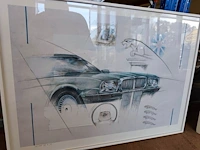 3 wandversieringen, autodesign schets louis visser - afbeelding 8 van  10