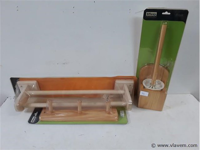 3 x badkamertoebehoren hout - afbeelding 1 van  2