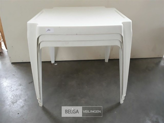 3 x bijzet tafel pvc wit - afbeelding 1 van  3