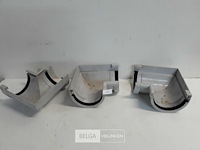 3 x binnenhoek 125mm licht grijs pvc regenafvoer - afbeelding 1 van  3
